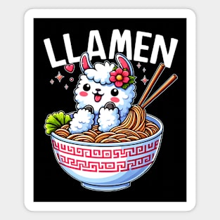 Ramen Noodles Llama Llamen Funny Kawaii Magnet